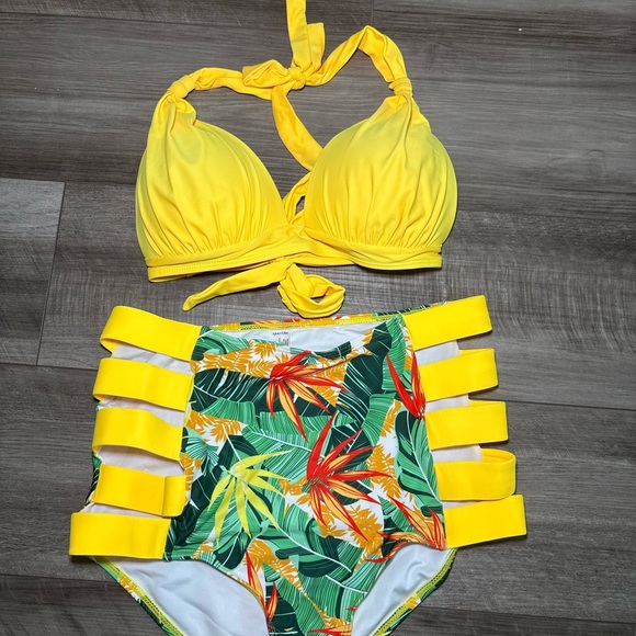 Tropical Yellow Kids Swim Set - Picture 1 of 1